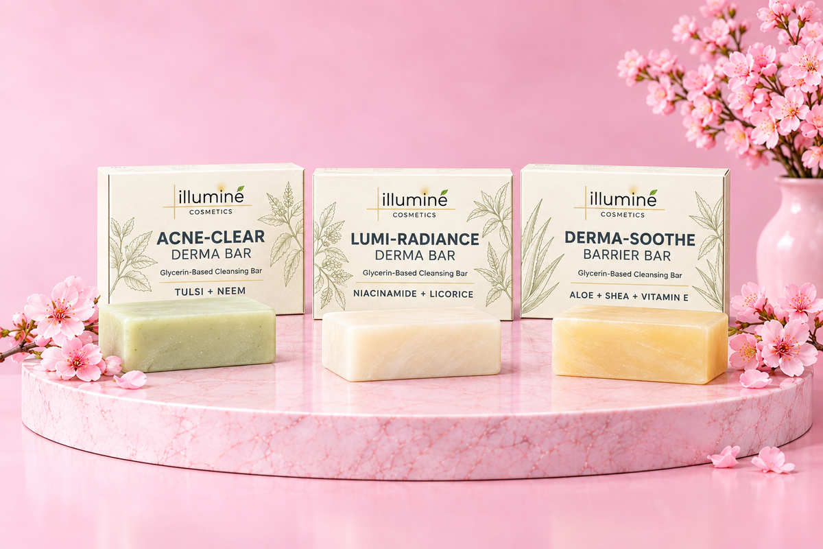 Concept packaging for Acne-Clear, Lumi-Radiance and Derma-Soothe bars with sakura blossoms